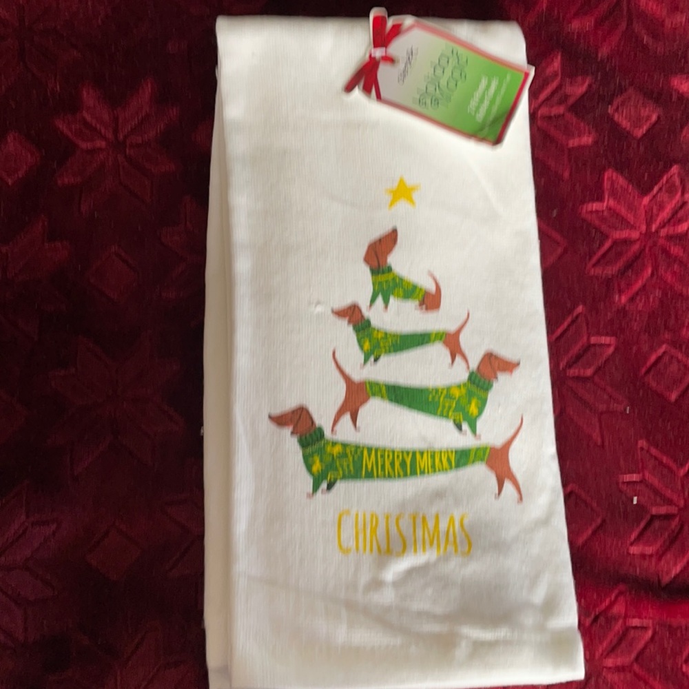 Dachshund holiday kitchen towels - Picture 2 of 6